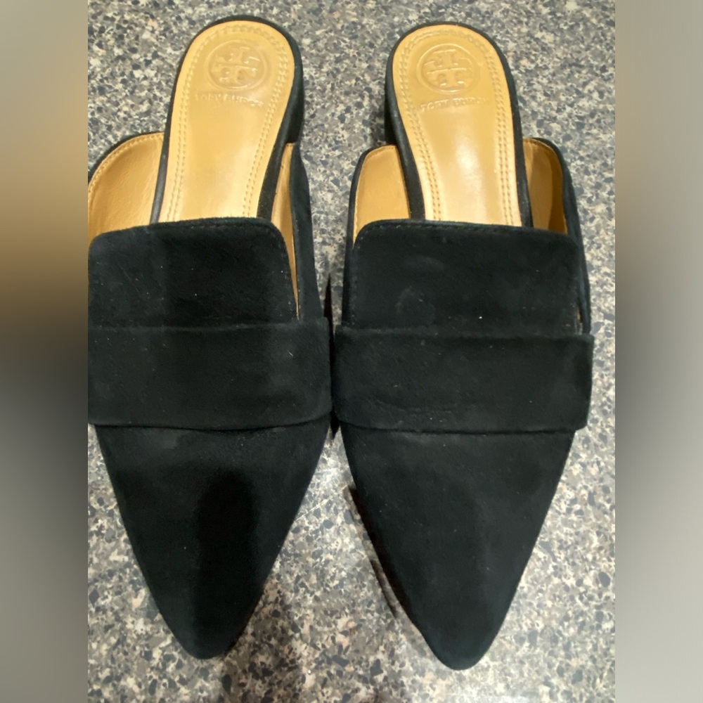 Tory Burch Rosalind Lancaster Black Suede Mule Sz5.5